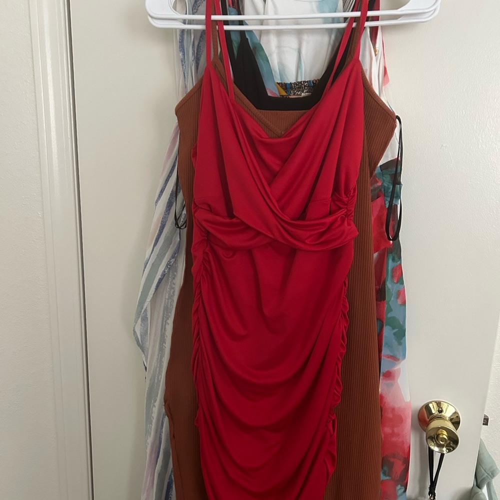 Oh Polly Red Draped Mini Dress